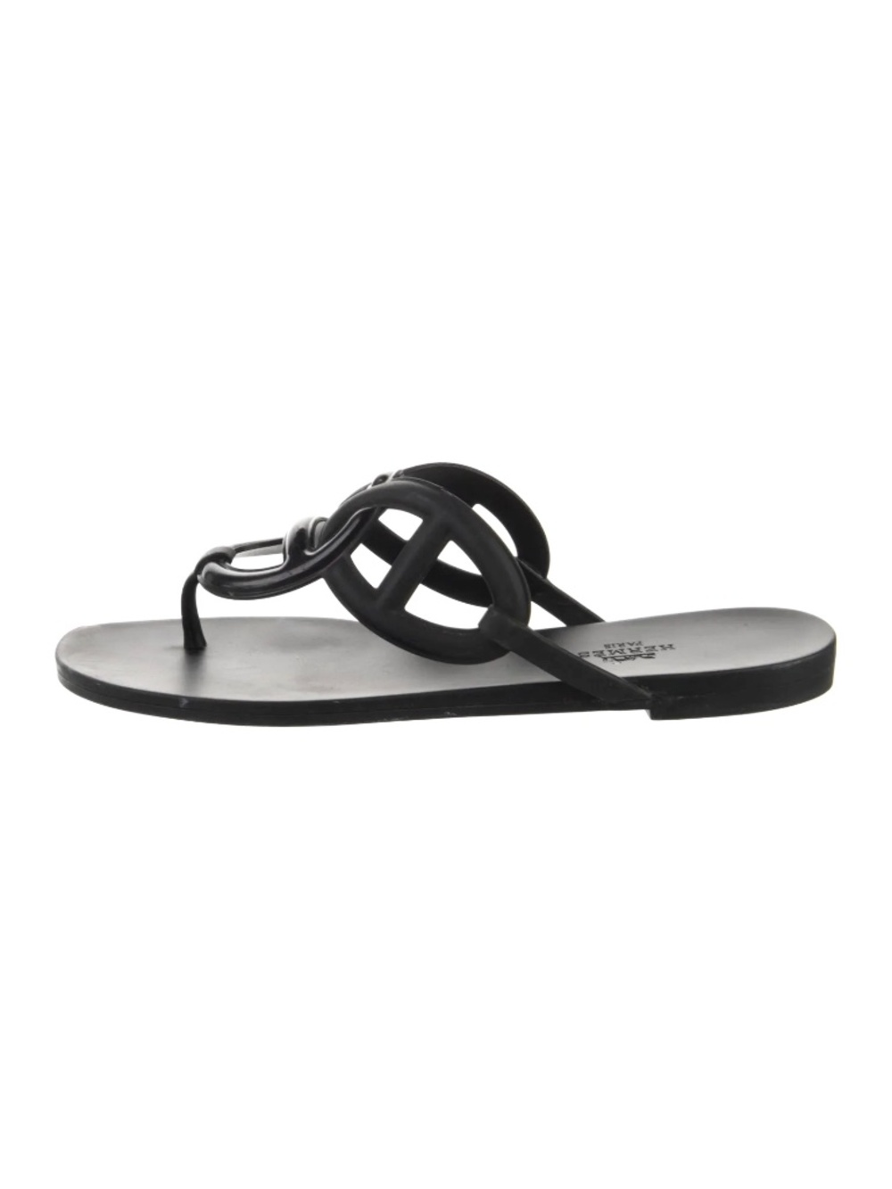 Hermes Rubber Egerie Black Slides